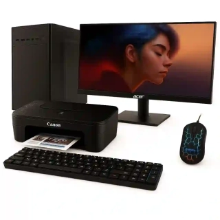 PC zostava AMD Ryzen 3 3200G Quad Core | DDR4 RAM 8GB | SSD 1000GB | AMD Radeon RX Vega 8 2GB | WiFi + Bluetooth | 24" LCD monitor | Multifunkčné zariadenie Canon Pixma | SET | Windows 11